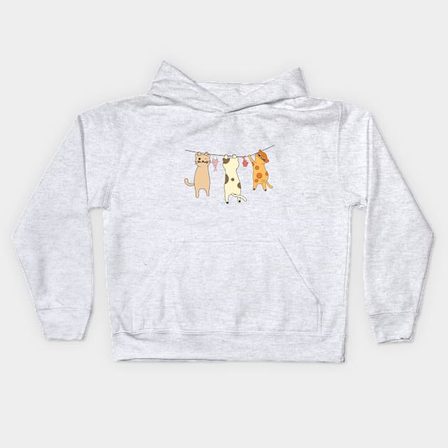 Cute Cat and Fish Kids Hoodie by novaya